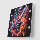 エネルギカラフルーなギタービデオ スクエア壁時計 (傾斜)