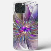 エネルギカラフルーな抽象芸術アートフラワーイニシャル Case-Mate iPhoneケース (裏面)