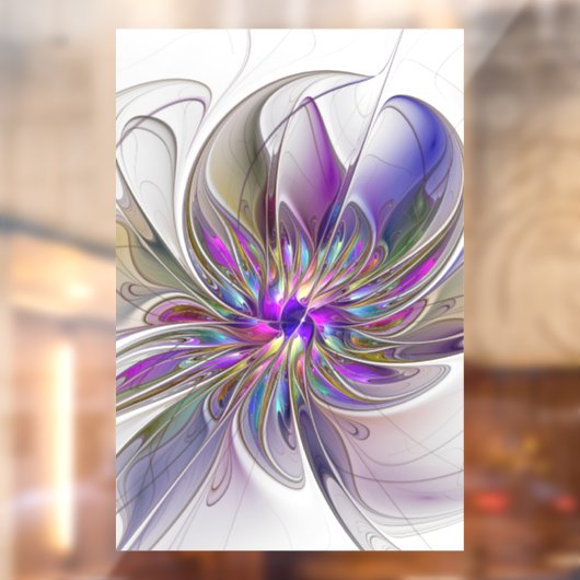 エネルギッシュでカラフルな抽象的フラクタルアートの花 ウィンドウサイン (シート2)