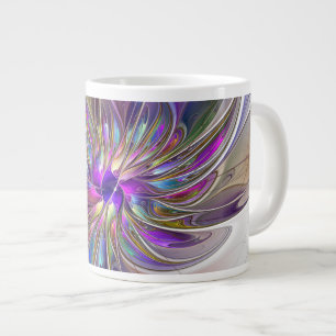 エネルギッシュでカラフルな抽象的フラクタルアートの花 ジャンボコーヒーマグカップ