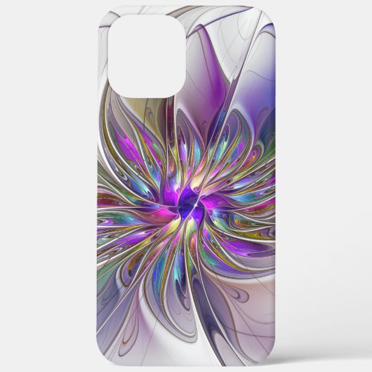 エネルギッシュでカラフルな抽象的フラクタルアートの花 Case-Mate iPhoneケース (裏面)