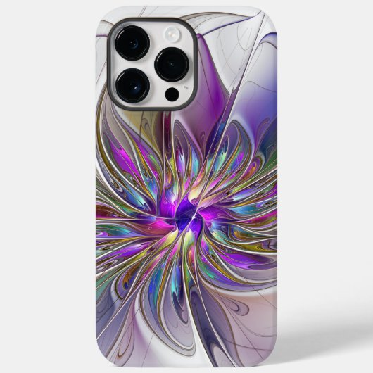 エネルギッシュでカラフルな抽象的フラクタルアートの花 Case-Mate iPhoneケース (裏面)