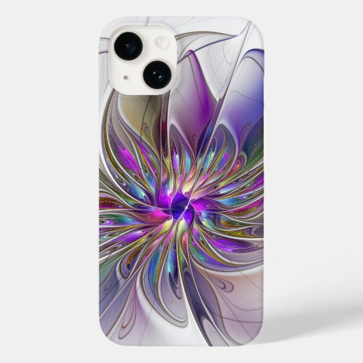 エネルギッシュでカラフルな抽象的フラクタルアートの花 Case-Mate iPhoneケース (裏面)