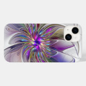 エネルギッシュでカラフルな抽象的フラクタルアートの花 Case-Mate iPhoneケース (裏面 (横))