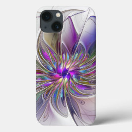 エネルギッシュでカラフルな抽象的フラクタルアートの花 iPhone 13ケース