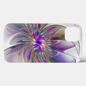 エネルギッシュでカラフルな抽象的フラクタルアートの花 Case-Mate iPhoneケース (裏面 (横))