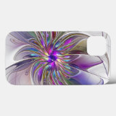 エネルギッシュでカラフルな抽象的フラクタルアートの花 Case-Mate iPhoneケース (裏面 (横))