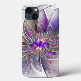 エネルギッシュでカラフルな抽象的フラクタルアートの花 iPhone 13ケース