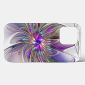 エネルギッシュでカラフルな抽象的フラクタルアートの花 Case-Mate iPhoneケース (裏面 (横))