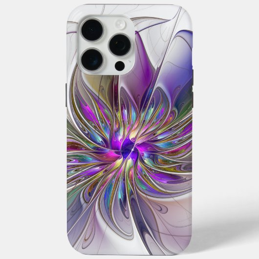 エネルギッシュでカラフルな抽象的フラクタルアートフラワー Case-Mate iPhoneケース (裏面)