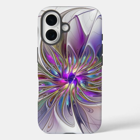 エネルギッシュでカラフルな抽象的フラクタルアートフラワー Case-Mate iPhoneケース (裏面)