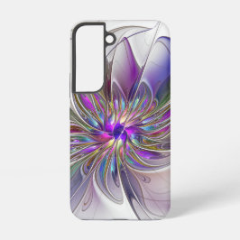 エネルギッシュでカラフルな抽象的フラクタルアートフラワー SAMSUNG GALAXY S22ケース