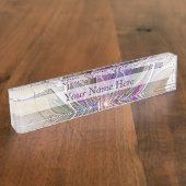 エネルギッシュなカラフル抽象芸術フラクタル花のタイトル デスクネームプレート (側面)