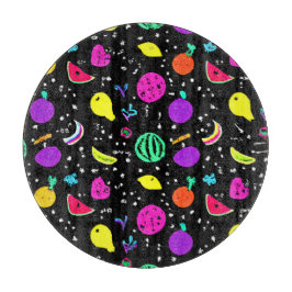 エネルギッシュなネオンフルーツダンス カッティングボード