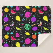 エネルギッシュなネオンフルーツダンス シェルパブランケット (正面(横))