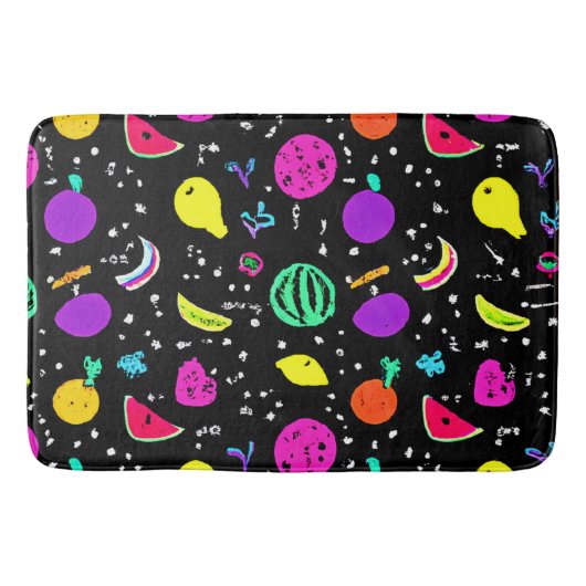 エネルギッシュなネオンフルーツダンス バスマット (正面)