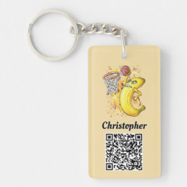 エネルギッシュなバナナスラムダンクカスタマイズ可能なQRコード🍌 キーホルダー