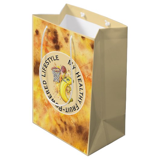 エネルギッシュなバナナスラムダンクフルーツ燃料おもしろい🍌🏀 ミディアムペーパーバッグ (裏面アングル)