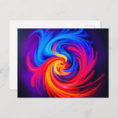 エネルギッシュな抽象芸術の渦巻き青と黄色 ポストカード (正面/裏面)