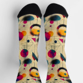 エネルギッシュな抽象芸術ソックス、イエロー、ピンク、ネイビー ソックス (上部)