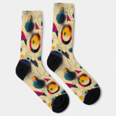 エネルギッシュな抽象芸術ソックス、イエロー、ピンク、ネイビー ソックス (右)