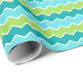 エネルギッシュな緑と青のジグザグ式の祝儀 ラッピングペーパー (ロールコーナー)
