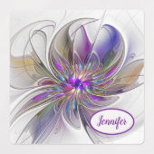 エネルギッシュカラフルな抽象芸術フラクタル花名 ラベル (デザイン2)