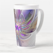 エネルギッシュカラフルな抽象芸術フラクタル芸術花 カフェラテマグ (右アングル)