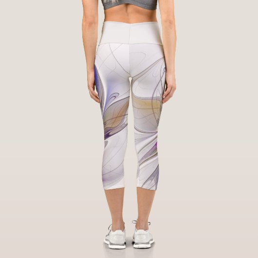 エネルギッシュカラフルな抽象芸術フラクタル芸術花 カプリレギンス (裏面)