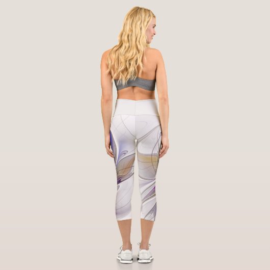 エネルギッシュカラフルな抽象芸術フラクタル芸術花 カプリレギンス (裏面)