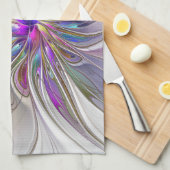 エネルギッシュカラフルな抽象芸術フラクタル芸術花 キッチンタオル (四つ折り)