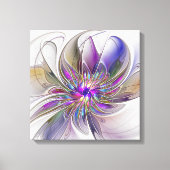 エネルギッシュカラフルな抽象芸術フラクタル芸術花 キャンバスプリント (正面)