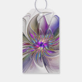 エネルギッシュカラフルな抽象芸術フラクタル芸術花 ギフトタグ (裏面)