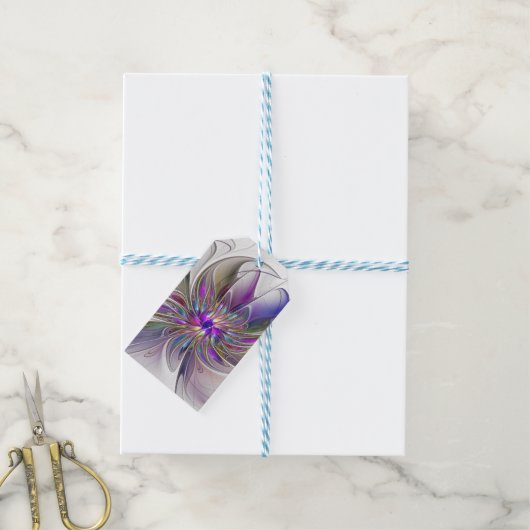 エネルギッシュカラフルな抽象芸術フラクタル芸術花 ギフトタグ (より糸付き)