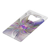 エネルギッシュカラフルな抽象芸術フラクタル芸術花 クレジットカード栓抜き (正面アングル)