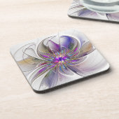 エネルギッシュカラフルな抽象芸術フラクタル芸術花 コースター (左側)