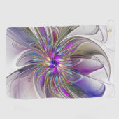 エネルギッシュカラフルな抽象芸術フラクタル芸術花 ゴルフタオル (横)