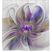 エネルギッシュカラフルな抽象芸術フラクタル芸術花 シャワーカーテン (正面)