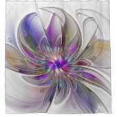 エネルギッシュカラフルな抽象芸術フラクタル芸術花 シャワーカーテン (正面)