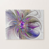 エネルギッシュカラフルな抽象芸術フラクタル芸術花 ジグソーパズル (横)