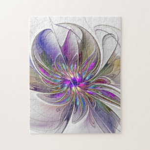 エネルギッシュカラフルな抽象芸術フラクタル芸術花 ジグソーパズル
