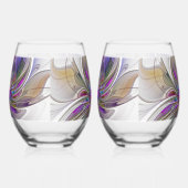 エネルギッシュカラフルな抽象芸術フラクタル芸術花 ステムなしワイングラス (左)