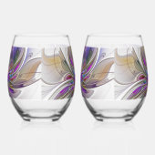 エネルギッシュカラフルな抽象芸術フラクタル芸術花 ステムなしワイングラス (右)