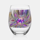 エネルギッシュカラフルな抽象芸術フラクタル芸術花 ステムなしワイングラス (裏面)