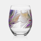 エネルギッシュカラフルな抽象芸術フラクタル芸術花 ステムなしワイングラス (左)