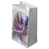 エネルギッシュカラフルな抽象芸術フラクタル芸術花 スモールペーパーバッグ (裏面アングル)
