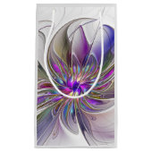 エネルギッシュカラフルな抽象芸術フラクタル芸術花 スモールペーパーバッグ (正面)