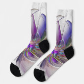 エネルギッシュカラフルな抽象芸術フラクタル芸術花 ソックス (左)