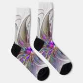 エネルギッシュカラフルな抽象芸術フラクタル芸術花 ソックス (右)