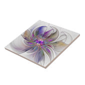 エネルギッシュカラフルな抽象芸術フラクタル芸術花 タイル (側面)